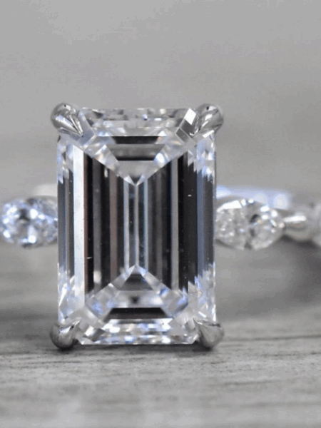 GIA Certified 2.07 CT D VVS2 Lab Grown Emerald Cut Diamond Engagement Ring - Image 4